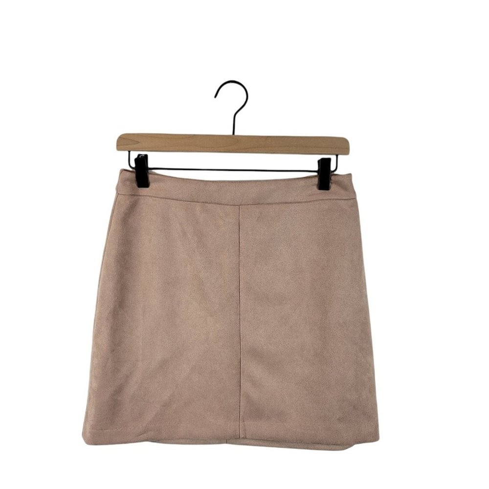 Beau Tissu micro suede feel neutral Mini Skirt woman's medium